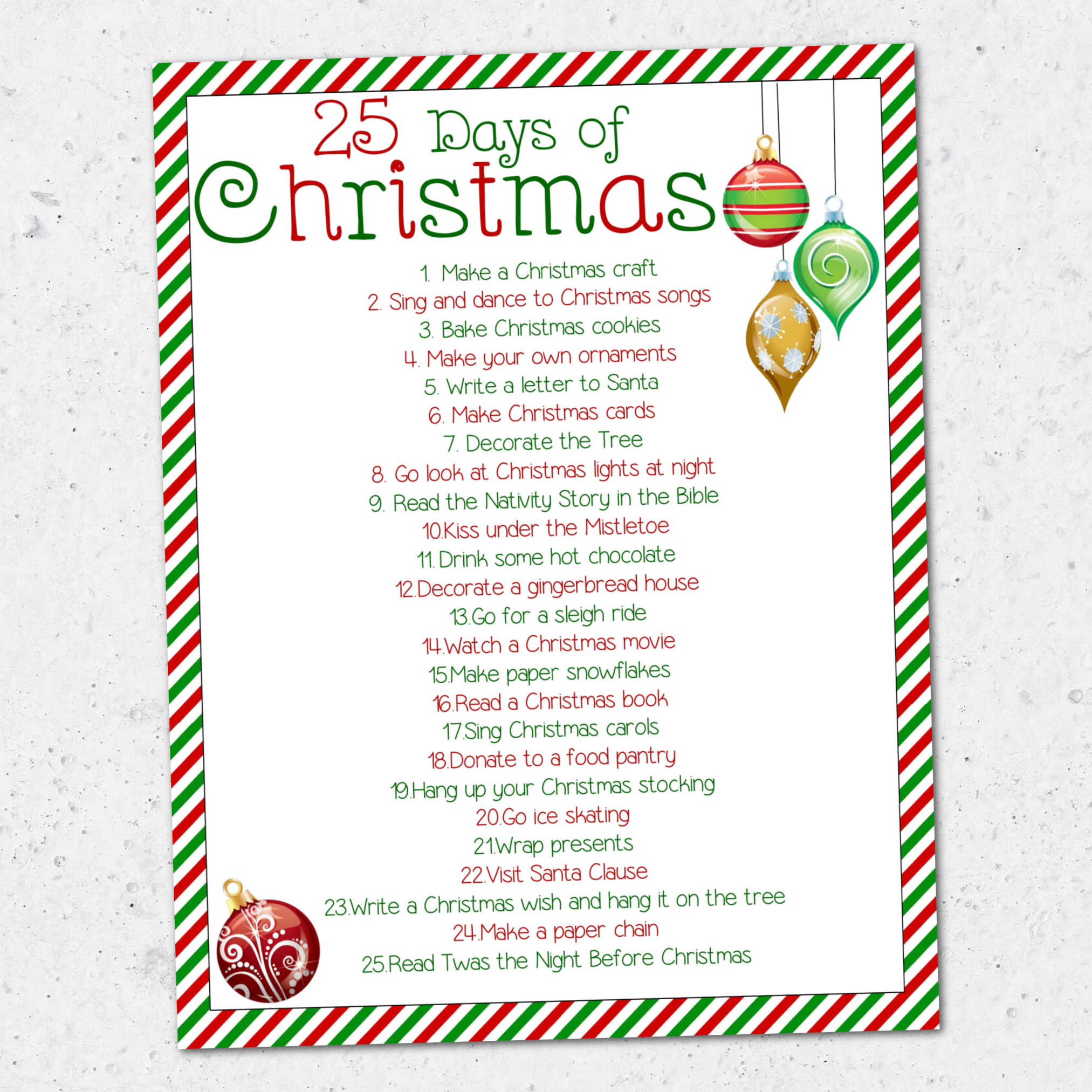 25 days of christmas free printable bucket list — krafty planner
